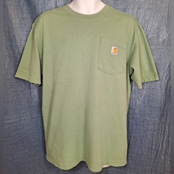 Carhartt Short Sleeve Pocket T-Shirt, Men's Size L cotton green type Vintage Second Hand